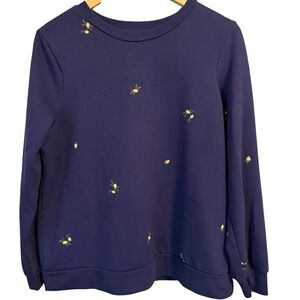 Gloria Vanderbilt Lemon Embroidered Navy Blue Sweatshirt - Size L